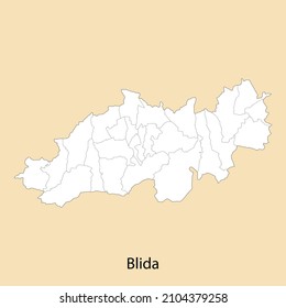 High Quality map of Blida is a province of Algeria, with borders of the districts