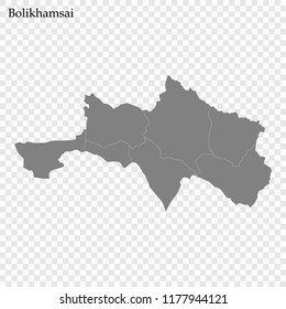 High Quality map of Bolikhamsai is a province of Laos, with borders of the districts