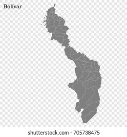 High Quality map of Bolivar is a Department of Colombia with borders of the Municipalities