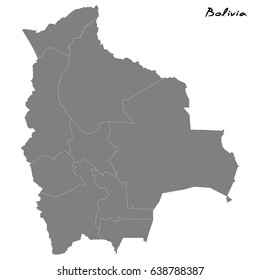 High quality map of Bolivia with borders of the regions