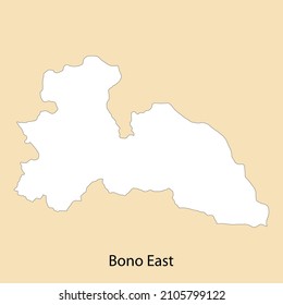 High Quality map of Bono East is a region of Ghana, with borders of the districts