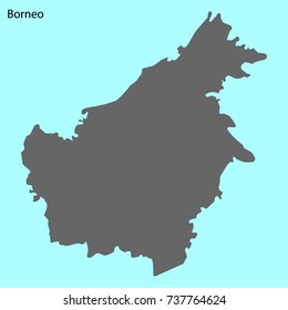 High quality map of Borneo is the island