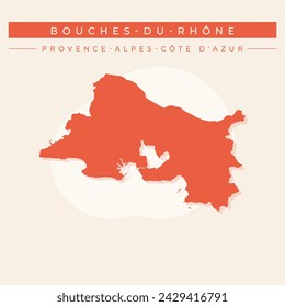 High Quality map of Bouches-du-Rhone is a department of France, with borders of the arrondissement