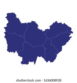 High Quality map of Bourgogne-Franche-Comte is a region of France, with borders of the departments