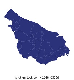 High Quality map of Brindisi is a province of Italy, with borders of the municipalities