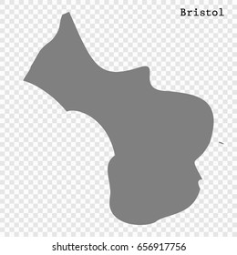 High Quality map of Bristol is a ceremonial county of England, with borders of the counties