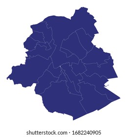 High Quality map of Brussels Capital region of Belgium, with borders of the provinces