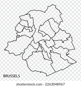 Hochwertige Karte Brüssel ist eine Hauptstadt von Belgien, mit Grenzen der Bezirke. Karte von Brüssel für Ihr Webdesign, App, UI. EPS10.