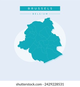 High Quality map of Brussels is a city in Belgium, with borders of districts
