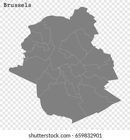 High Quality map of Brussels is a city of Belgium, with borders of the districts