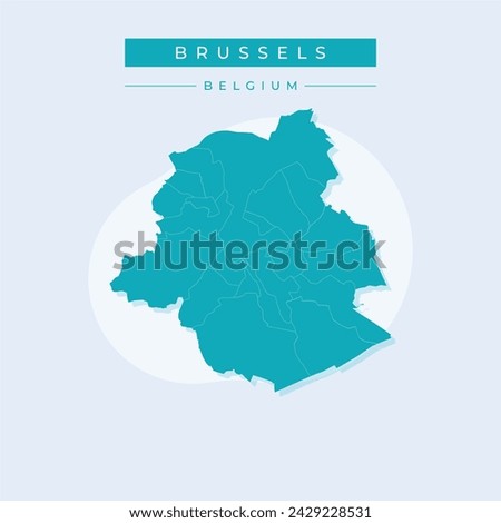 High Quality map of Brussels is a city in Belgium, with borders of districts