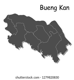 High quality map of Bueng Kan, located in Thailand, has a border of the district.