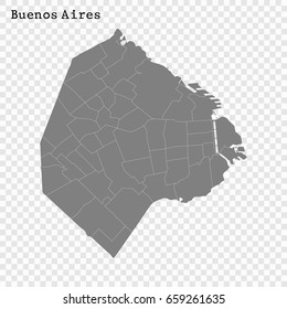 High Quality map of Buenos Aires is a city of Argentina, with borders of the regions