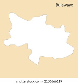 High Quality map of Bulawayo is a region of Zimbabwe, with borders of the districts