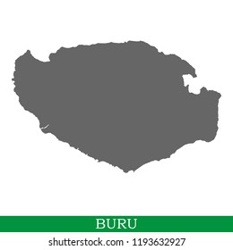 High quality map of Buru is the island of Indonesia