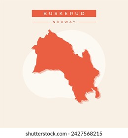 High Quality map of Buskerud County of Norway, with borders of municipality