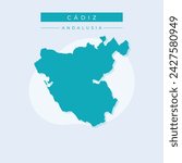High Quality map of Cadiz is a province of Spain, with borders of the municipalities