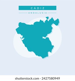 High Quality map of Cadiz is a province of Spain, with borders of the municipalities