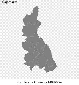 High Quality map of Cajamarca is a province of Peru, with borders of the provinces