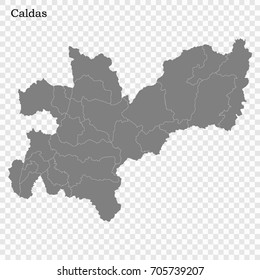 High Quality map of Caldas is a Department of Colombia with borders of the Municipalities