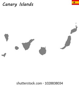 High Quality map of Canary Islands is a autonomous community of Spain