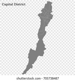High Quality map of Capital District is a Department of Colombia with borders of the Municipalities