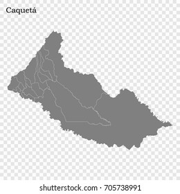 High Quality map of Caqueta is a Department of Colombia with borders of the Municipalities
