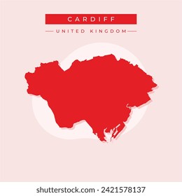 High Quality map of Cardiff is a city in United Kingdom, with borders of districts