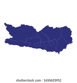 High Quality map of Carinthia is a state of Austria, with borders of the counties