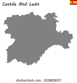 High Quality map of Castile and León is a autonomous community of Spain
