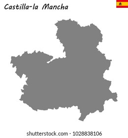 High Quality map of Castilla-La Mancha is a autonomous community of Spain