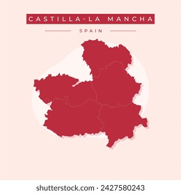 High Quality map of Castilla-La Mancha is a autonomous community of Spain