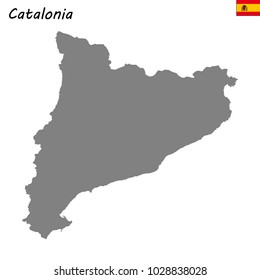 High Quality map of Catalonia is a autonomous community of Spain