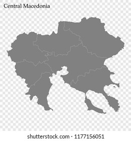 High Quality map of Central Macedonia is a region of Greece, with borders of the regional units