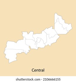 Mapa de alta calidad de Central es una región de Zambia, con fronteras de distritos