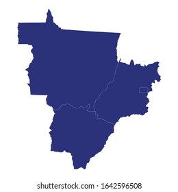 High Quality map Central-West region of Brazil, with borders of the states