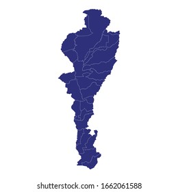 High Quality map of Cesar is a Department of Colombia with borders of the Municipalities