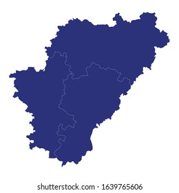 High Quality map of Charente is a department of France, with borders of the arrondissement