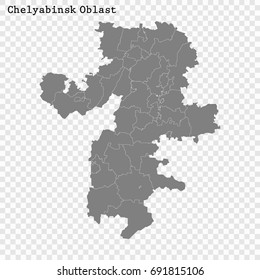 High Quality map of Chelyabinsk Oblast is a region of Russia with borders of the districts