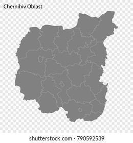 High Quality map of Chernihiv Oblast is a province of Ukraine, with borders of the regions