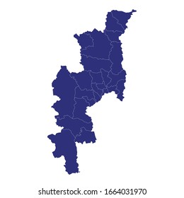 High Quality map of Chiang Mai is a province of Thailand, with borders of the districts