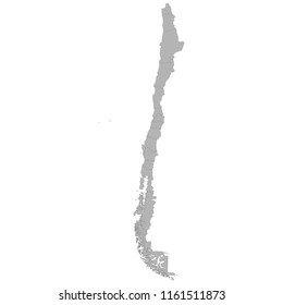 High quality map of Chile with borders of the regions on white background