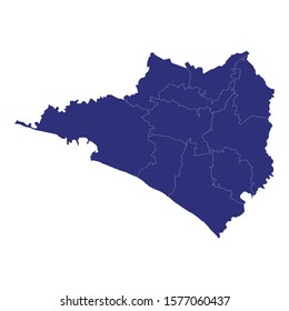 High Quality map of Colima is a state of Mexico, with borders of the municipalities