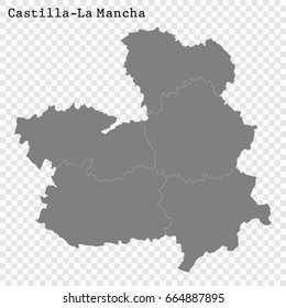 High Quality map of Community of Madrid is a region of Castilla-La Mancha, with borders of the regions