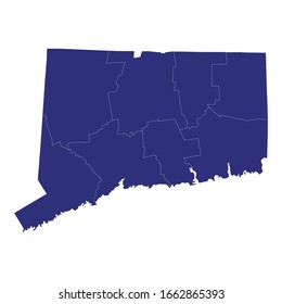High Quality map of Connecticut is a state of United States of America with borders of the counties