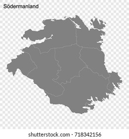 High Quality Map Of Södermanland Is A County Of Sweden, With Borders Of The Municipalities