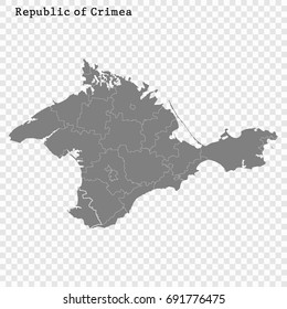 High Quality map of Crimea is a region of Russia with borders of the districts