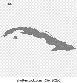 High quality map of Cuba with borders of the regions or counties 