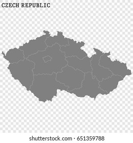 High quality map of Czech Republic with borders of the regions or counties