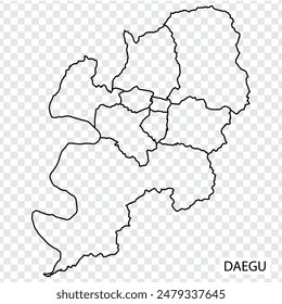 High Quality map of Daegu is a city  The Republic of Korea, with borders of the regions. Map of Daegu for your web site design, app, UI. EPS10.